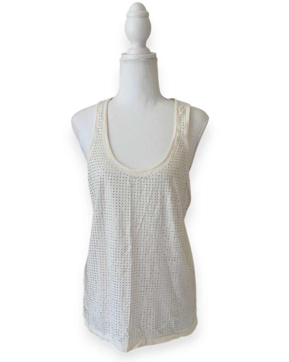 Jennifer Lopez beige sleeveless tank w/silver sequins - Size M